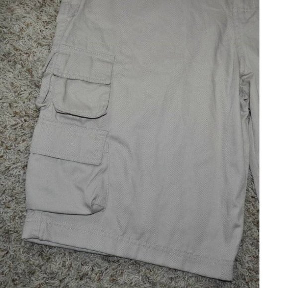 Mens Cargo Shorts Roadblock Beige size 32 Relaxed Fit Belted 10 Pocket - Picture 3 of 5